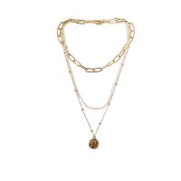 Zinc Alloy Necklace, with Plastic Pearl, plated, three layers & for woman .1 Inch 