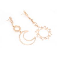 Zinc Alloy Asymmetric Earrings, stainless steel post pin, gold color plated, for woman, 84*31mm,90*38mm 