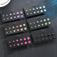 alliage de zinc Stud Set, 6 pièces & pour femme & avec strass, plus de couleurs à choisir, 4mm,6mm,8mm, 6/fixé, Vendu par fixé