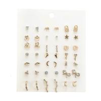 alliage de zinc Stud Set, avec perle de plastique, Placage, pour femme & avec strass, Or, 7mm,8mm,10mm,15mm,20mm, 21/fixé, Vendu par fixé