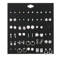 Zinc Alloy Rhinestone Stud Earring, Plastic, for woman & with rhinestone 4mm,6mm,7mm,8mm,11mm,12mm, 30/Set 