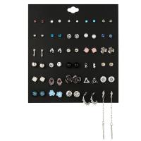 alliage de zinc Boucles d'oreilles, avec perle de plastique, Placage, pour femme & avec strass, multicolore, 4mm,5mm,8mm,65mm x140 mm, 30/fixé, Vendu par fixé