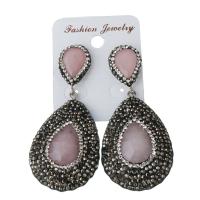 Rhinestone Clay Pave Drop Earring, with rubber earnut & Gemstone, Teardrop, for woman 64.5mm 