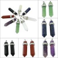 Gemstone Brass Pendants, with Brass, platinum color plated Approx 