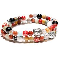 Edelstein Armbänder, Naturstein, mit Zinklegierung, Buddha, unisex & einstellbar & verschiedene Stile für Wahl, 6mm, Länge:ca. 7-7.5 ZollInch, verkauft von Strang