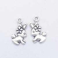 Colgantes Animales de Aleación de Zinc, Conejo, chapado en color de plata antigua, 19x11x2mm, agujero:aproximado 1mm, 100PCs/Bolsa, Vendido por Bolsa