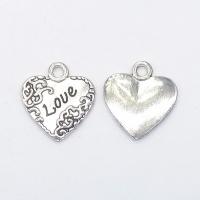 Colgantes de Aleación de Zinc en Forma de Corazón, chapado en color de plata antigua, 19x18x2mm, agujero:aproximado 2mm, 100PCs/Bolsa, Vendido por Bolsa