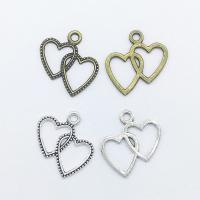 Colgantes de Aleación de Zinc en Forma de Corazón, chapado, hueco, más colores para la opción, 22x19x1mm, agujero:aproximado 1mm, 100PCs/Bolsa, Vendido por Bolsa