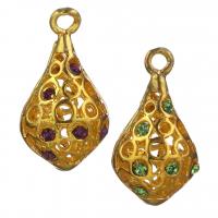 Rhinestone Brass Pendants, with rhinestone & hollow Approx 2.5mm 