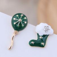 Zinc Alloy Asymmetric Stud Earrings, with enamel, stainless steel post pin, plated, for woman & with rhinestone 20*10mm, 14*10mm 