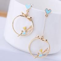 Zinc Alloy Asymmetric Earrings, with enamel, plated, for woman 58*25mm, 35*25mm 