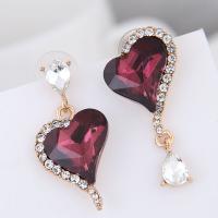 Zinc Alloy Asymmetric Earrings, with Crystal, stainless steel post pin, plated, for woman & with rhinestone 48*17mm 