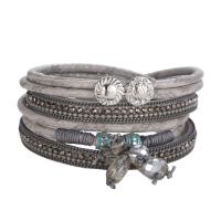 PU Leather Cord Bracelets, with Crystal & Rhinestone & Zinc Alloy, fashion jewelry & for woman 