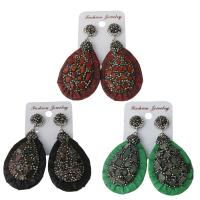 Rhinestone Clay Pave Drop Earring, with rubber earnut & Gemstone, Teardrop, for woman 63.5mm 