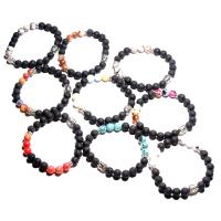 Lava Bead Bracelet, with Gemstone & Zinc Alloy, Buddha, Unisex Approx 7-7.5 Inch 