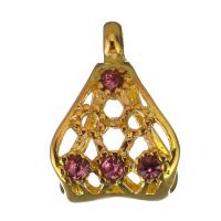 Rhinestone Brass Pendants, open & with rhinestone & hollow, gold Approx 2.5mm 