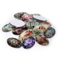 Glass Cabochon, Ellipse, flat back, mixed colors, 20*30mm 