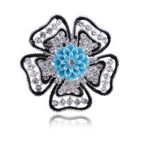 Broche de diamantes de imitación de la aleación de Zinc, Flor, chapado en color de platina, para mujer & esmalte & con diamantes de imitación, más colores para la opción, 52*52mm, Vendido por UD