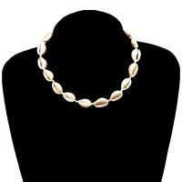 Mode Collier Choker, coquille, avec corde de coton & alliage de zinc, Placage, bijoux de mode & pour femme, blanc Environ 15.3 pouce, Vendu par brin