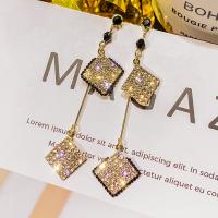 Boucle d'oreille de zinc alliage strass goutte, alliage de zinc, acier inoxydable puce boucle d'oreille, Squaredelle, pour femme & avec strass, plus de couleurs à choisir, protéger l'environnement, sans nickel, plomb et cadmium Vendu par paire