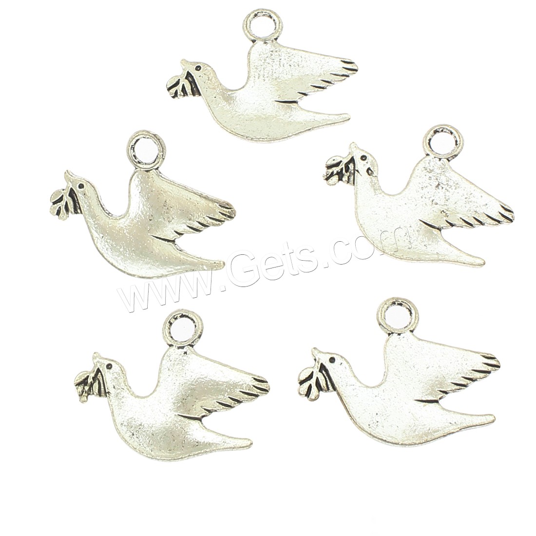 Pendentifs animaux en alliage de zinc, colombe, Placage, grand trou, plus de couleurs à choisir, 24x18x1mm, Trou:Environ 3mm, Environ 500PC/sac, Vendu par sac