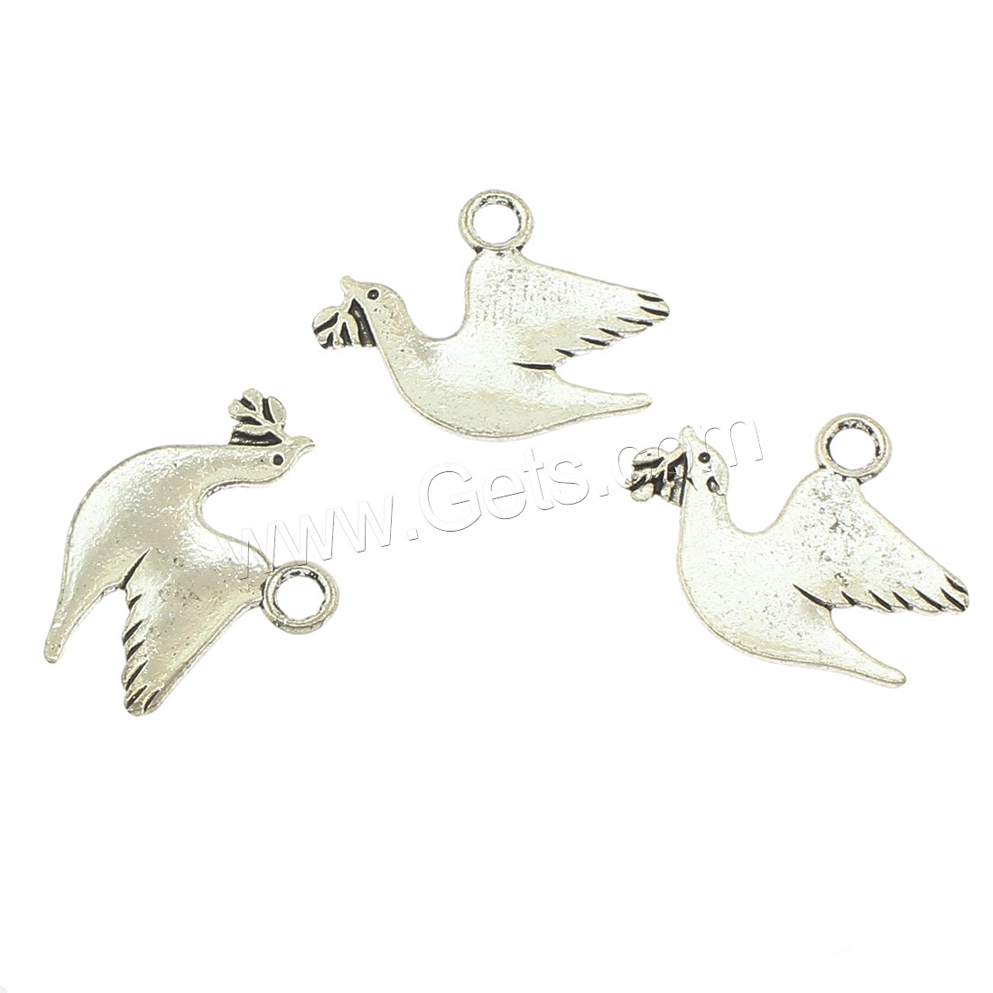 Pendentifs animaux en alliage de zinc, colombe, Placage, grand trou, plus de couleurs à choisir, 24x18x1mm, Trou:Environ 3mm, Environ 500PC/sac, Vendu par sac