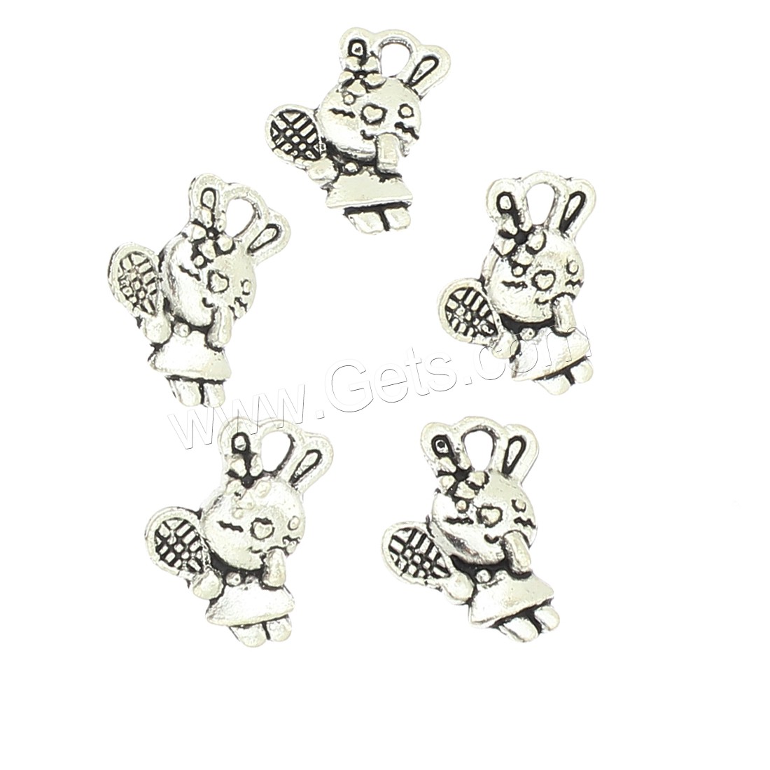 Pendentifs animaux en alliage de zinc, lapin, Placage, grand trou, plus de couleurs à choisir, 11x15x3mm, Trou:Environ 3mm, Environ 625PC/sac, Vendu par sac