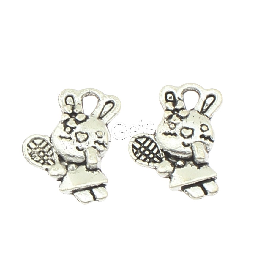 Pendentifs animaux en alliage de zinc, lapin, Placage, grand trou, plus de couleurs à choisir, 11x15x3mm, Trou:Environ 3mm, Environ 625PC/sac, Vendu par sac