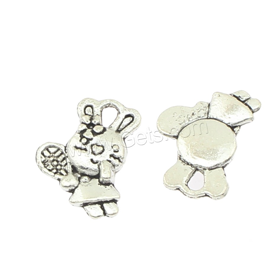 Pendentifs animaux en alliage de zinc, lapin, Placage, grand trou, plus de couleurs à choisir, 11x15x3mm, Trou:Environ 3mm, Environ 625PC/sac, Vendu par sac