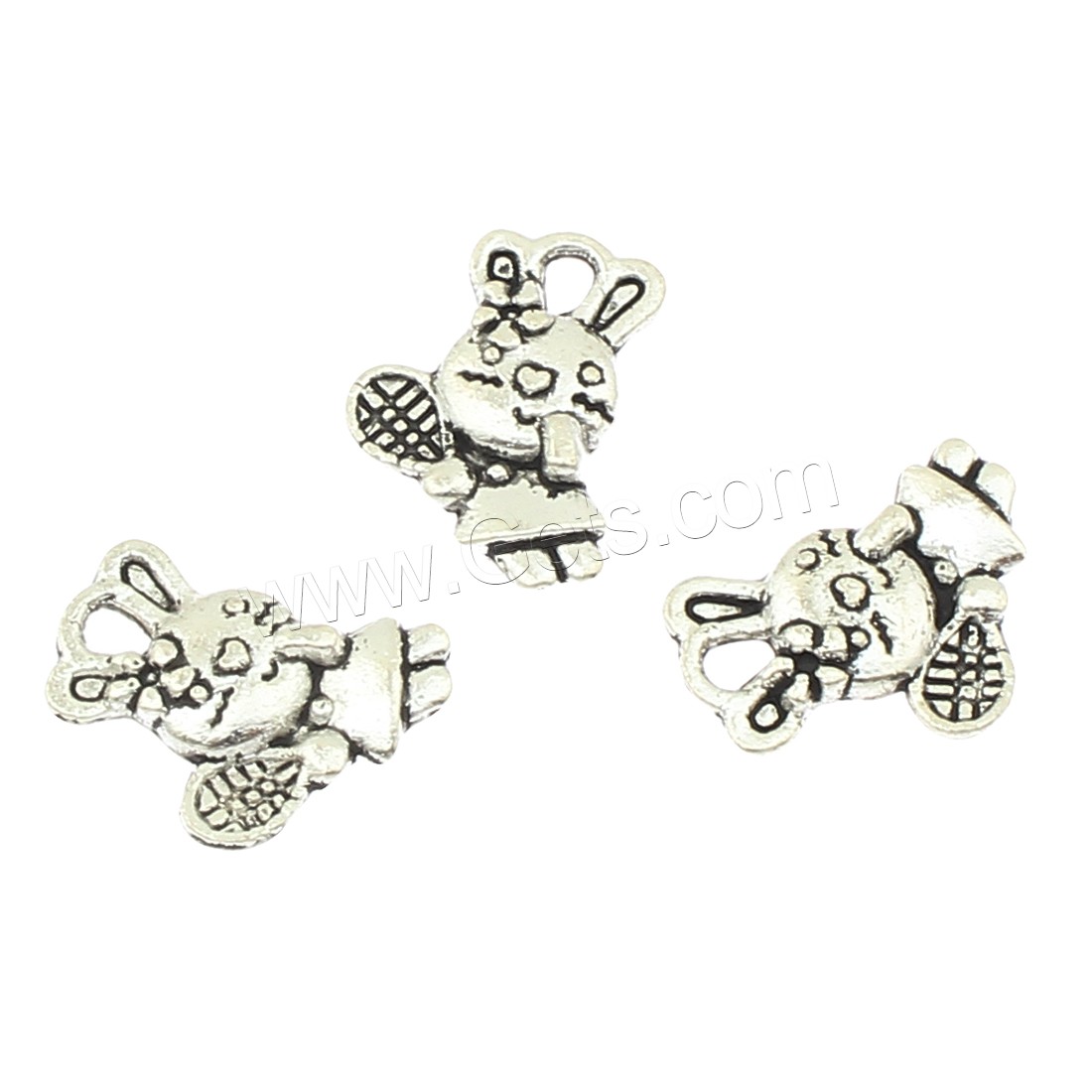 Pendentifs animaux en alliage de zinc, lapin, Placage, grand trou, plus de couleurs à choisir, 11x15x3mm, Trou:Environ 3mm, Environ 625PC/sac, Vendu par sac