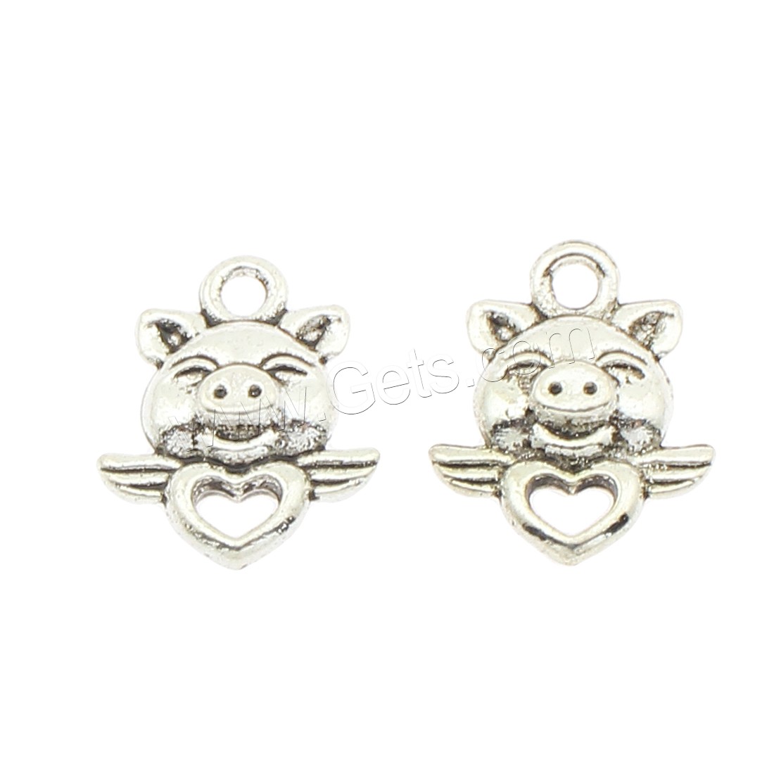 Zinklegierung Tier Anhänger, Schwein, plattiert, keine, 13x16mm, Bohrung:ca. 2mm, ca. 294PCs/Tasche, verkauft von Tasche