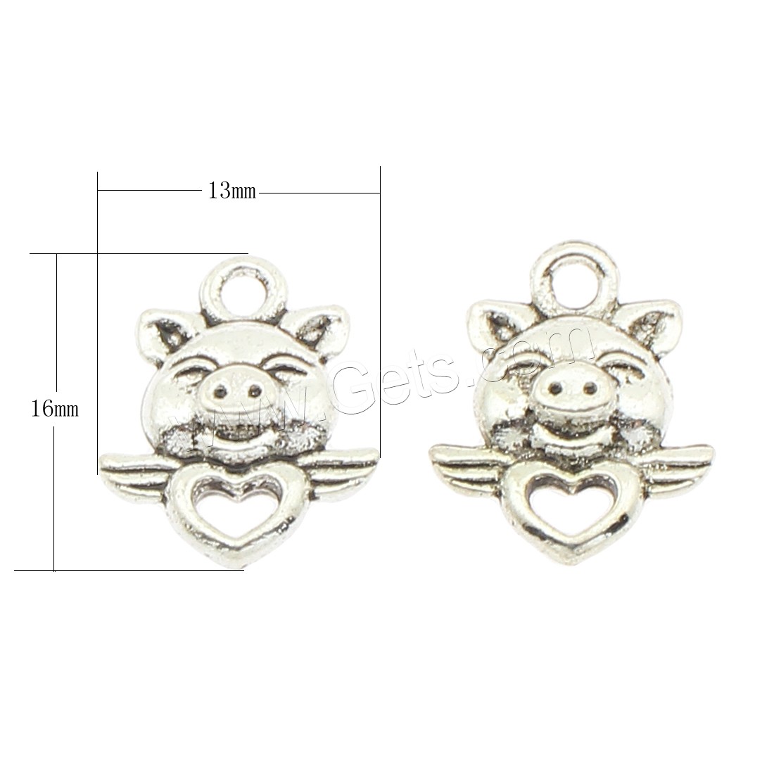 Zinklegierung Tier Anhänger, Schwein, plattiert, keine, 13x16mm, Bohrung:ca. 2mm, ca. 294PCs/Tasche, verkauft von Tasche