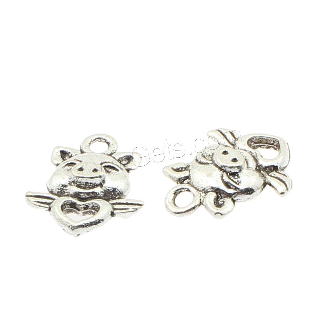 Zinklegierung Tier Anhänger, Schwein, plattiert, keine, 13x16mm, Bohrung:ca. 2mm, ca. 294PCs/Tasche, verkauft von Tasche