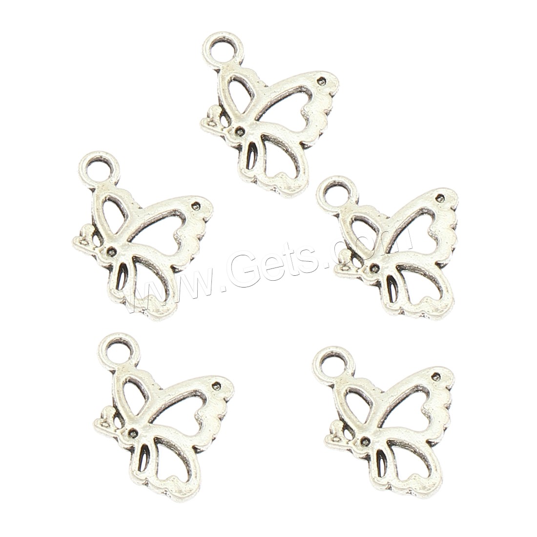 Zinklegierung Tier Anhänger, Schmetterling, plattiert, großes Loch, keine, 16x20x2mm, Bohrung:ca. 3mm, ca. 330PCs/Tasche, verkauft von Tasche