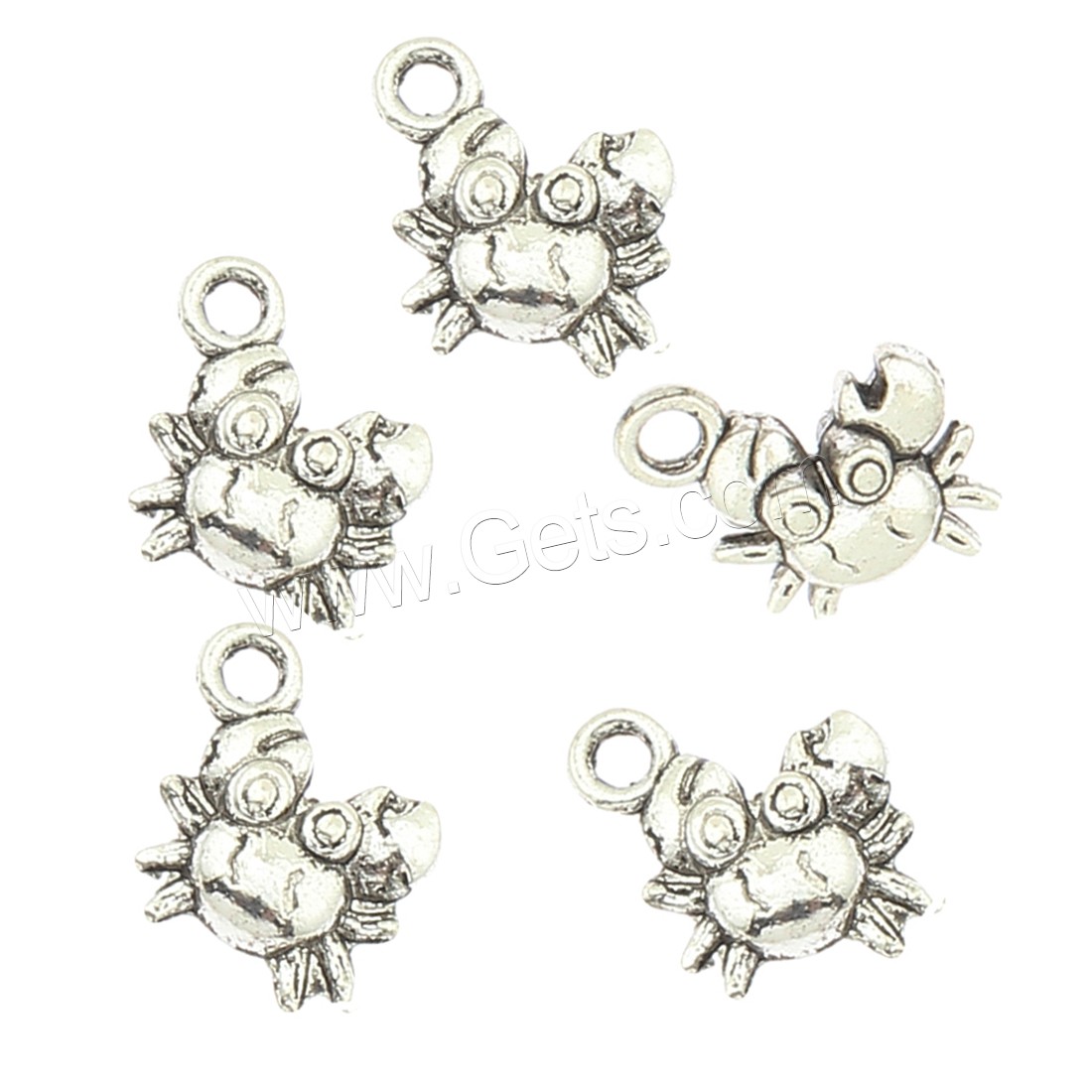 Zinklegierung Tier Anhänger, Krabbe, plattiert, keine, 12x15x4mm, Bohrung:ca. 2mm, ca. 500PCs/Tasche, verkauft von Tasche