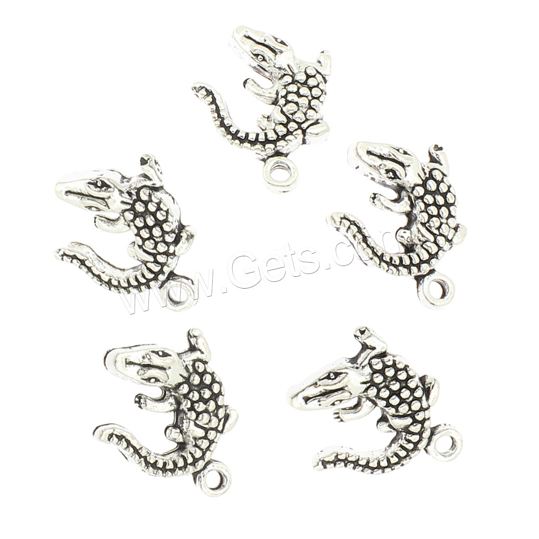 Zinklegierung Tier Anhänger, Krokodil, plattiert, keine, 13x17x3mm, Bohrung:ca. 2mm, ca. 360PCs/Tasche, verkauft von Tasche