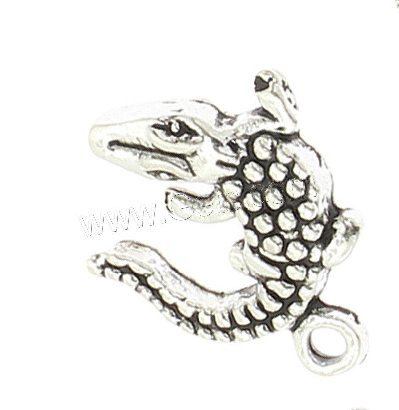 Zinklegierung Tier Anhänger, Krokodil, plattiert, keine, 13x17x3mm, Bohrung:ca. 2mm, ca. 360PCs/Tasche, verkauft von Tasche