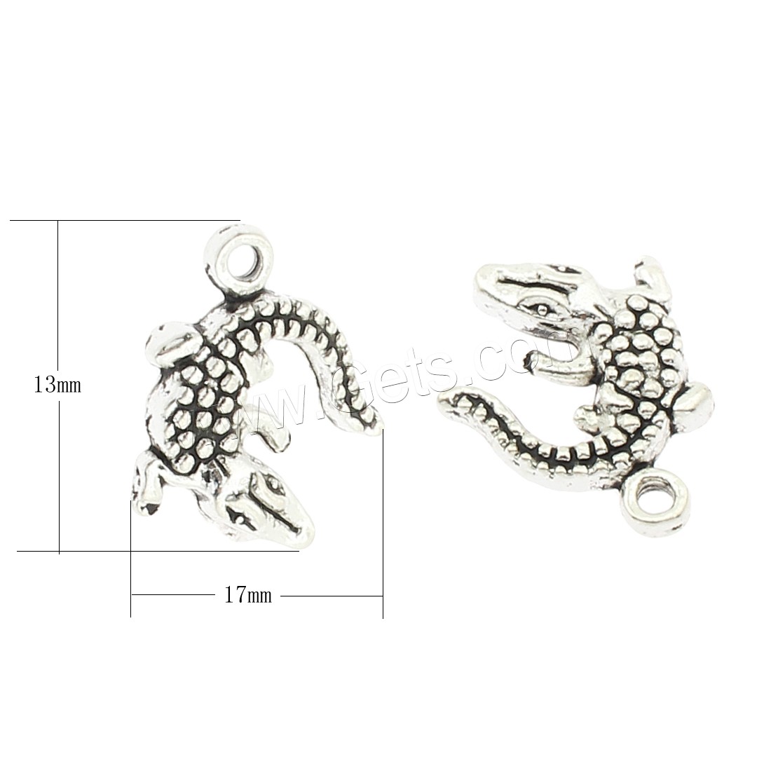 Zinklegierung Tier Anhänger, Krokodil, plattiert, keine, 13x17x3mm, Bohrung:ca. 2mm, ca. 360PCs/Tasche, verkauft von Tasche