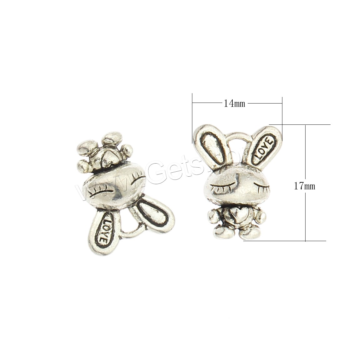 Zinklegierung Tier Anhänger, Hase, plattiert, keine, 14x17x7mm, ca. 320PCs/Tasche, verkauft von Tasche