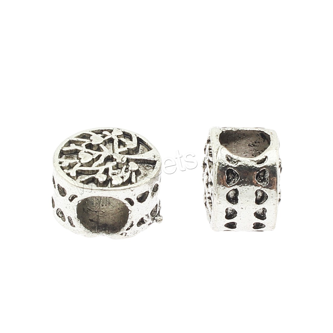 Perles de gros trou en alliage de zinc, Rond, Placage, grand trou, plus de couleurs à choisir, 11x12x9mm, Trou:Environ 5mm, Environ 140PC/sac, Vendu par sac