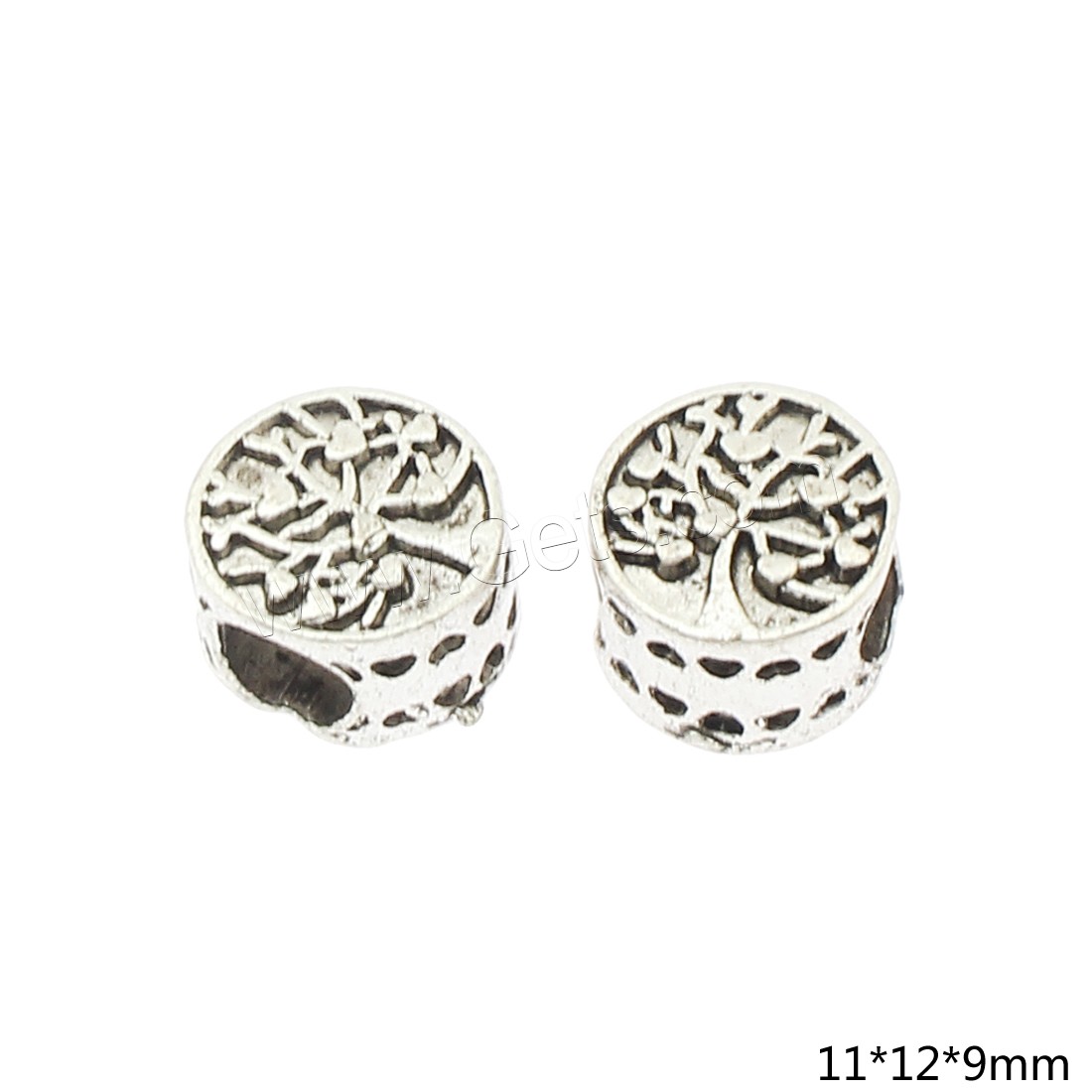 Perles de gros trou en alliage de zinc, Rond, Placage, grand trou, plus de couleurs à choisir, 11x12x9mm, Trou:Environ 5mm, Environ 140PC/sac, Vendu par sac