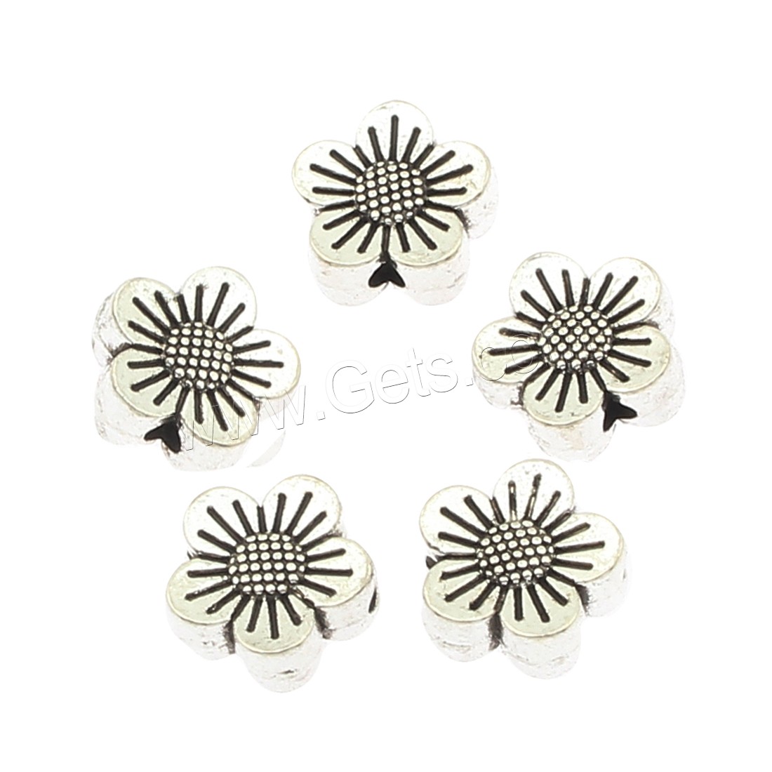 Zinklegierung Blumenperlen, plattiert, keine, 9x4mm, Bohrung:ca. 1mm, ca. 500PCs/Tasche, verkauft von Tasche