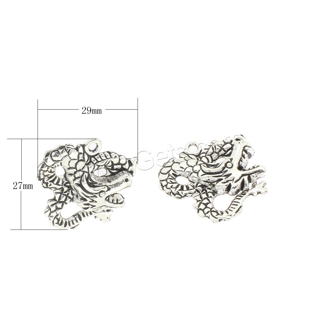 Zinc Alloy Jewelry Pendants, Dragon, plated, large hole, more colors for choice, 29x27x6mm, Hole:Approx 3mm, Approx 100PCs/Bag, Sold By Bag