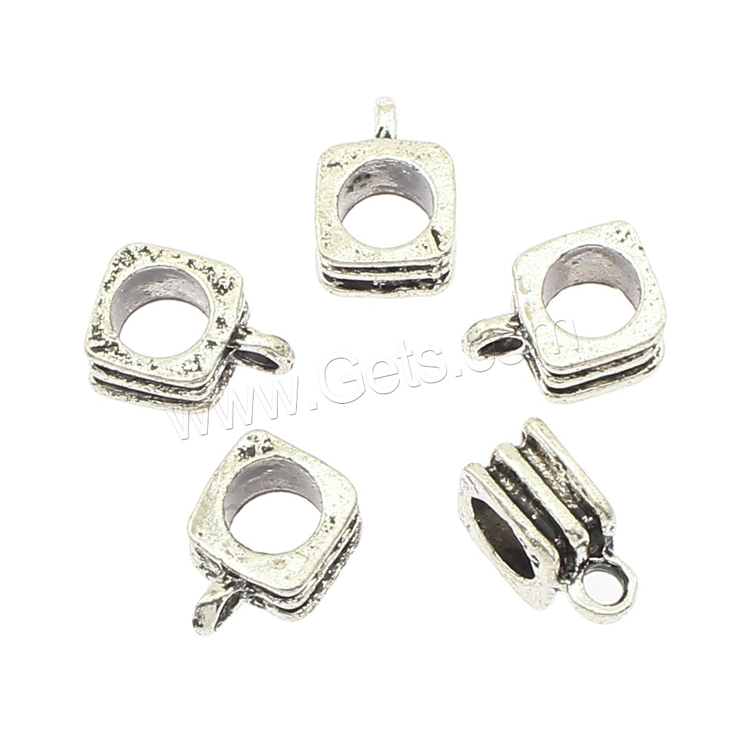 Zinklegierung Stiftöse Perlen, plattiert, keine, 8x12x5mm, Bohrung:ca. 2mm, ca. 450PCs/Tasche, verkauft von Tasche