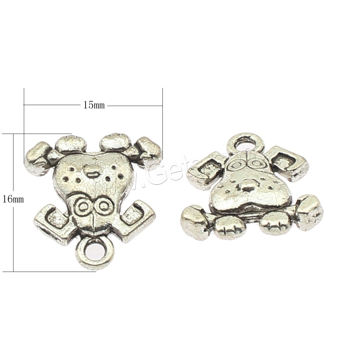 Zinklegierung Tier Anhänger, Frosch, plattiert, keine, 15x16x5mm, Bohrung:ca. 2mm, ca. 290PCs/Tasche, verkauft von Tasche