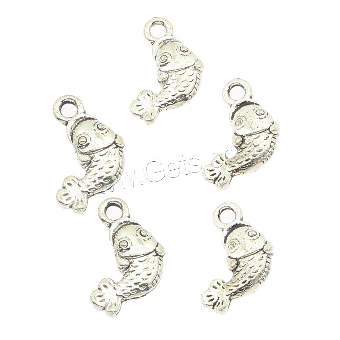 Zinklegierung Tier Anhänger, Fisch, plattiert, keine, 9x16x3mm, Bohrung:ca. 2mm, ca. 500PCs/Tasche, verkauft von Tasche