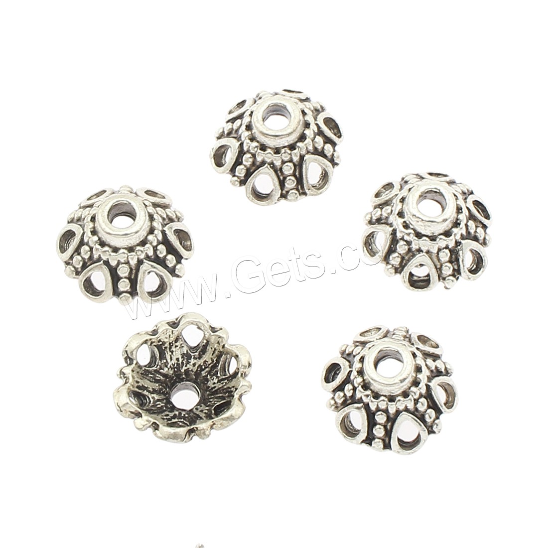 Zink Legierung Perlenkappen, Zinklegierung, plattiert, keine, 12x12x7mm, Bohrung:ca. 2mm, ca. 350PCs/Tasche, verkauft von Tasche