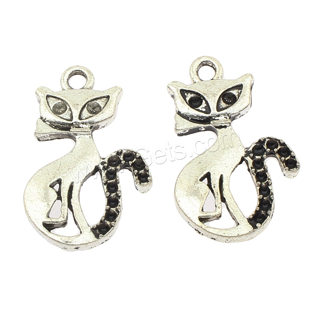 Zinklegierung Tier Anhänger, Katze, plattiert, keine, 16x27x3mm, Bohrung:ca. 2mm, ca. 210PCs/Tasche, verkauft von Tasche