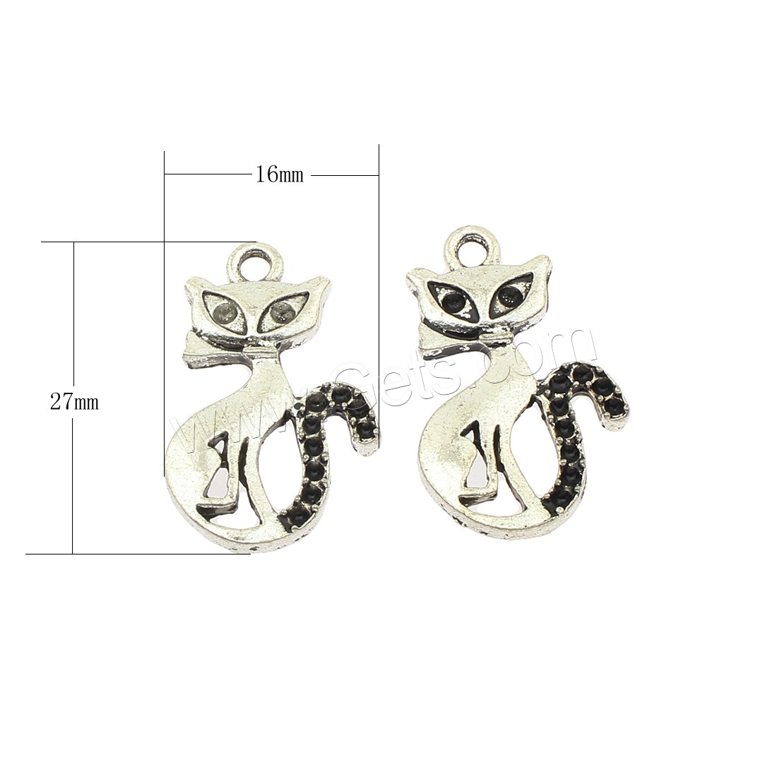 Zinklegierung Tier Anhänger, Katze, plattiert, keine, 16x27x3mm, Bohrung:ca. 2mm, ca. 210PCs/Tasche, verkauft von Tasche