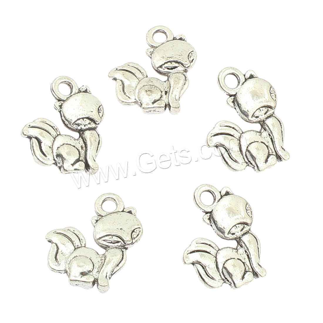 Zinklegierung Tier Anhänger, Fuchs, plattiert, keine, 12x15x3mm, Bohrung:ca. 2mm, ca. 450PCs/Tasche, verkauft von Tasche